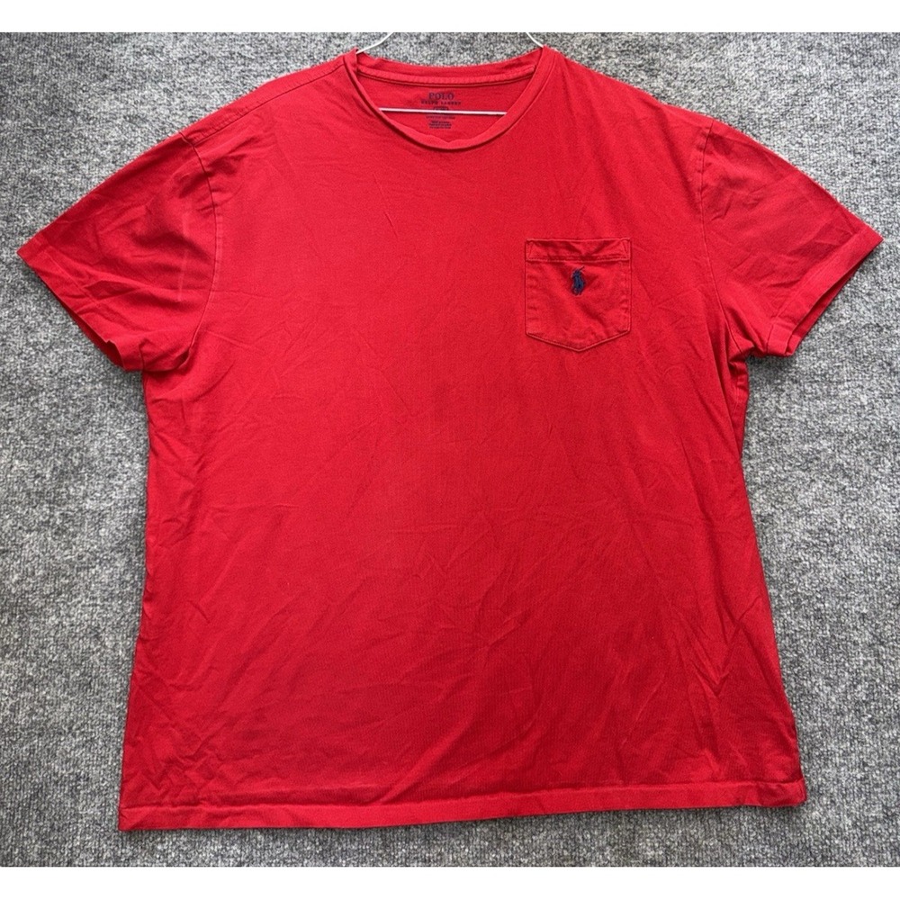 Polo Ralph Lauren T Shirt Mens Large Red Pocket Pony Logo Stretch Cotton
